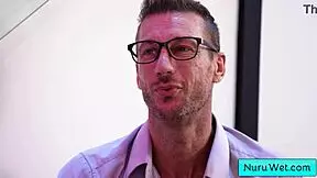 busty skinny blonde masseuse pour nuru gel on her naked body and rub herself on her client ryan mclane emma rosie