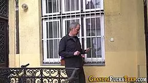 teen gets creampied by grandpa in pussy.