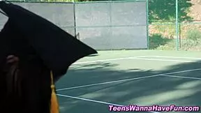 Teen lesbians engage in intimate oral activities.