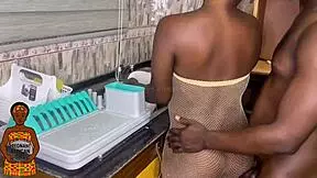 Black pregnant african teen gets fucked in the kitchen.
