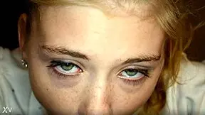 Hannah Hays, an 18-year-old 12th grader, models in uniform while sucking in POV session.