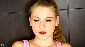 Hannah Hays, an 18-year-old 12th grader, models in uniform while sucking in POV session.