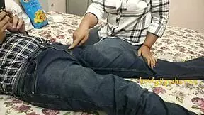 young step sister performs oral in front of friends