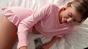 Beautiful curvy stepsister with blue eyes tastes brother's cock