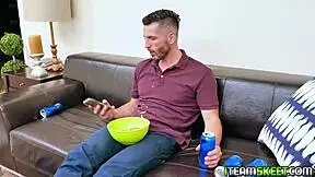 Babysitter cums on Luna Bright's braces after doggystyle satisfaction.