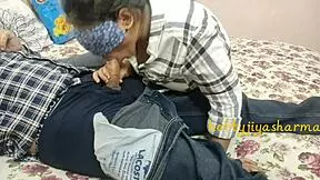 young step sister performs oral in front of friends