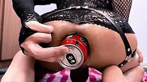 Shemale performs solo anal show