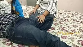 young step sister performs oral in front of friends