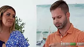 The teen eagerly sucks her stepdad's cock first.