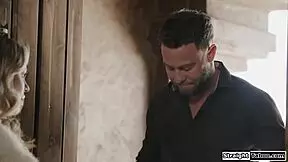 blonde tattooed woman seduces with deepthroat and oral skills