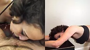 is stepmom bella cruz giving a sloppy blowjob?