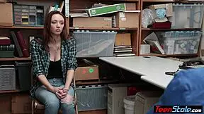 redhead teen 18+ thief with big natural tits punish fucked