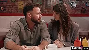 Horny teen Liz Jordan craves public sex in the diner.