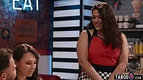 Horny teen Liz Jordan craves public sex in the diner.