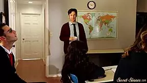 Teen beauty with small tits rides stepbrother's hard cock in roleplay