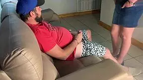 wtf my roomie walked in on me masturbating and kept fucking