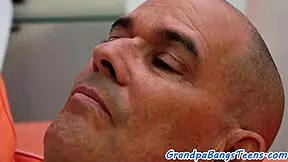 sweet teen, you really gonna suck grandpa's cock and swallow his cum? yeah, i love that old man's load.