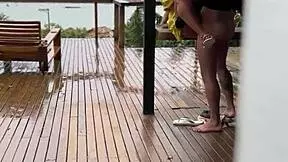 homemade content by wifebucket - shameless young 18+ wife getting intimate on the porch