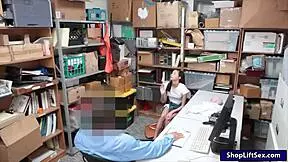 cute teen blows officer's big cock in office
