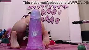 Riding 11 inch wide cock for the first time