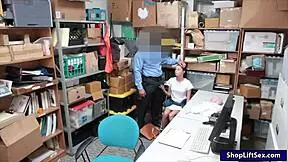 cute teen blows officer's big cock in office