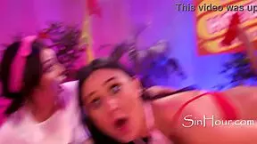 dkye gets her strapon wet at hotdog eating contest