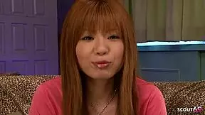 that redhead skinny japanese girl gave an intense pov blowjob and cumplay