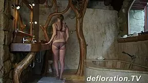 Hot blondie Churikova enjoys her solo time