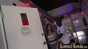Tiny Teen at Gloryhole Sucks Fucks and Jerks