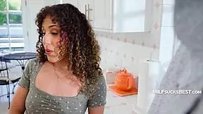 sassy milf with tight curls gives pleasure to a huge cock in delight