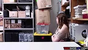 chunky teen thief caught in deep trouble at the office
