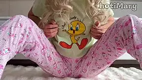 Big Squirt Cum from Skinny School Girl's Small Tits Masturbation!