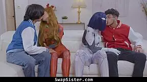 Naughty cosplayers stepsisters swap their stepbrothers for fun.