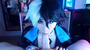 pervy roommate wanted to see my luna snow cosplay so i dominated him 😈