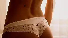 Skinny blonde ukrainian teen cara mell strips off sexy white lingerie slowly