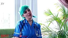 Blue Haired Alternative Nurse Sucks Patient's Big Cock in Hospital Appointment