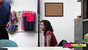 hot teen 18+ thief gets into detention, rough roleplay with burglar