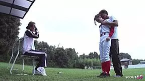 older couple seduces teen to ffm 3some outdoors 😈