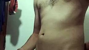 i'm undressing to masturbate my big cock in the bathroom, oops