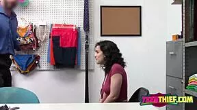 hot teen 18+ thief gets into detention, rough roleplay with burglar