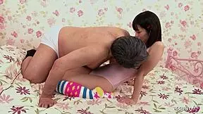 Petite japanese step-daughter seduce to first time defloration creampie sex by old ugly guy in uncensored roleplay porn 😈