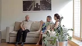 The skillful old man slams the young girl's tight pussy hard.