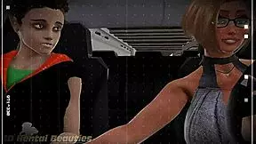 milf gives blowjob to teen in cartoon style