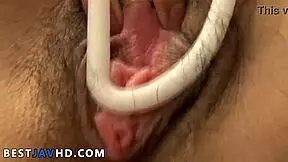 Horny Asian teen thrashes her pussy with fucktoys in intense solo action.