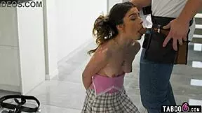 Locksmith unlocks virgin teen Chanel Camryn's chastity belt for rough fucking!