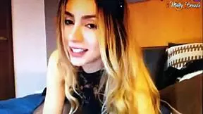 Sexy blonde chats and looks around