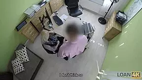 Blonde angel Katy Rose gladly does dirty office casting for loan