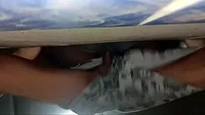 Country girl with beautiful breasts uses mouth well for creampie