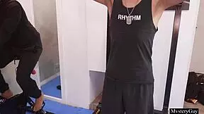 dirty blonde with big tits in naughty gym fantasy with guys