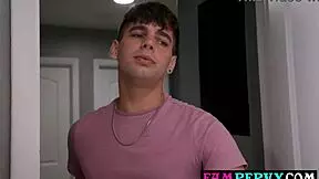 Mature milf stepmom uses anal to motivate teen stepson.